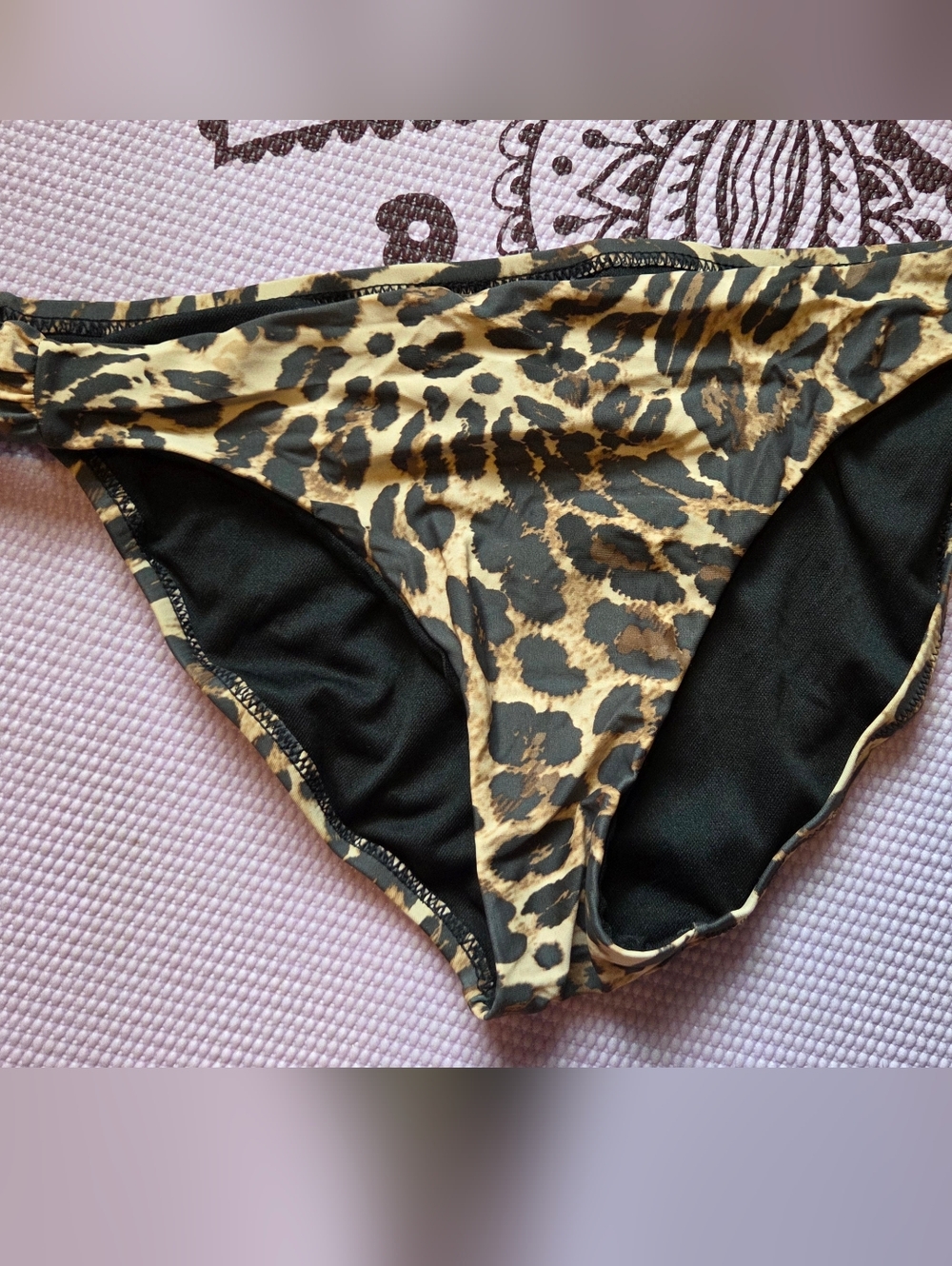 Bar III Leopard Print Bikini Bottoms in Tan and Black